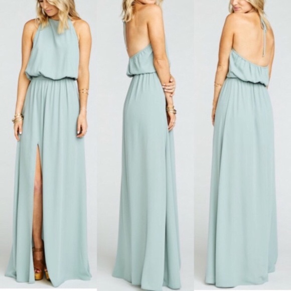 Show Me Your MuMu Dresses & Skirts - Show me your Mumu Heather silver sage halter dress